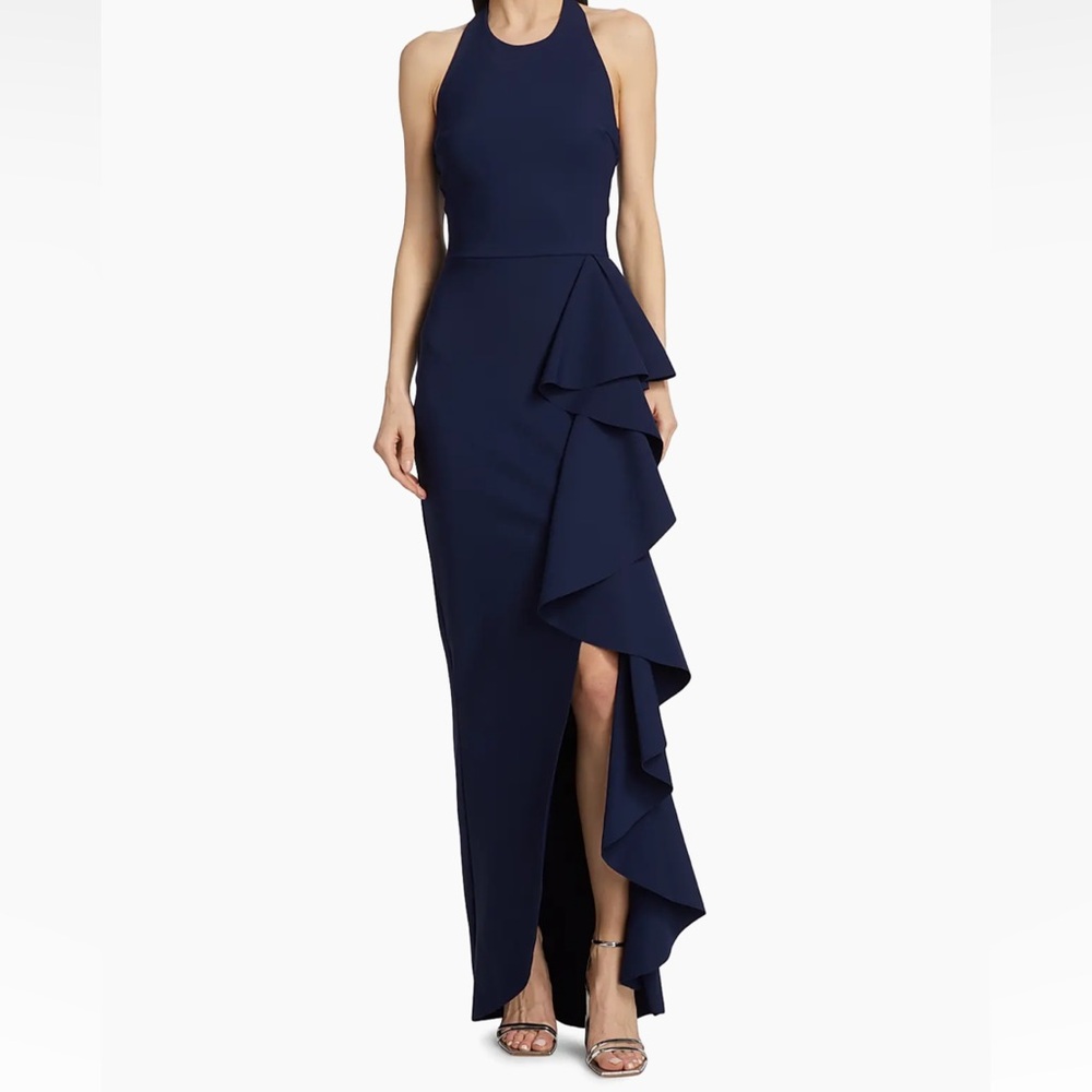 Chiara Boni La Petite Robe Thomas Ruffled Halter Gown NWT Size 8 - Picture 2 of 8